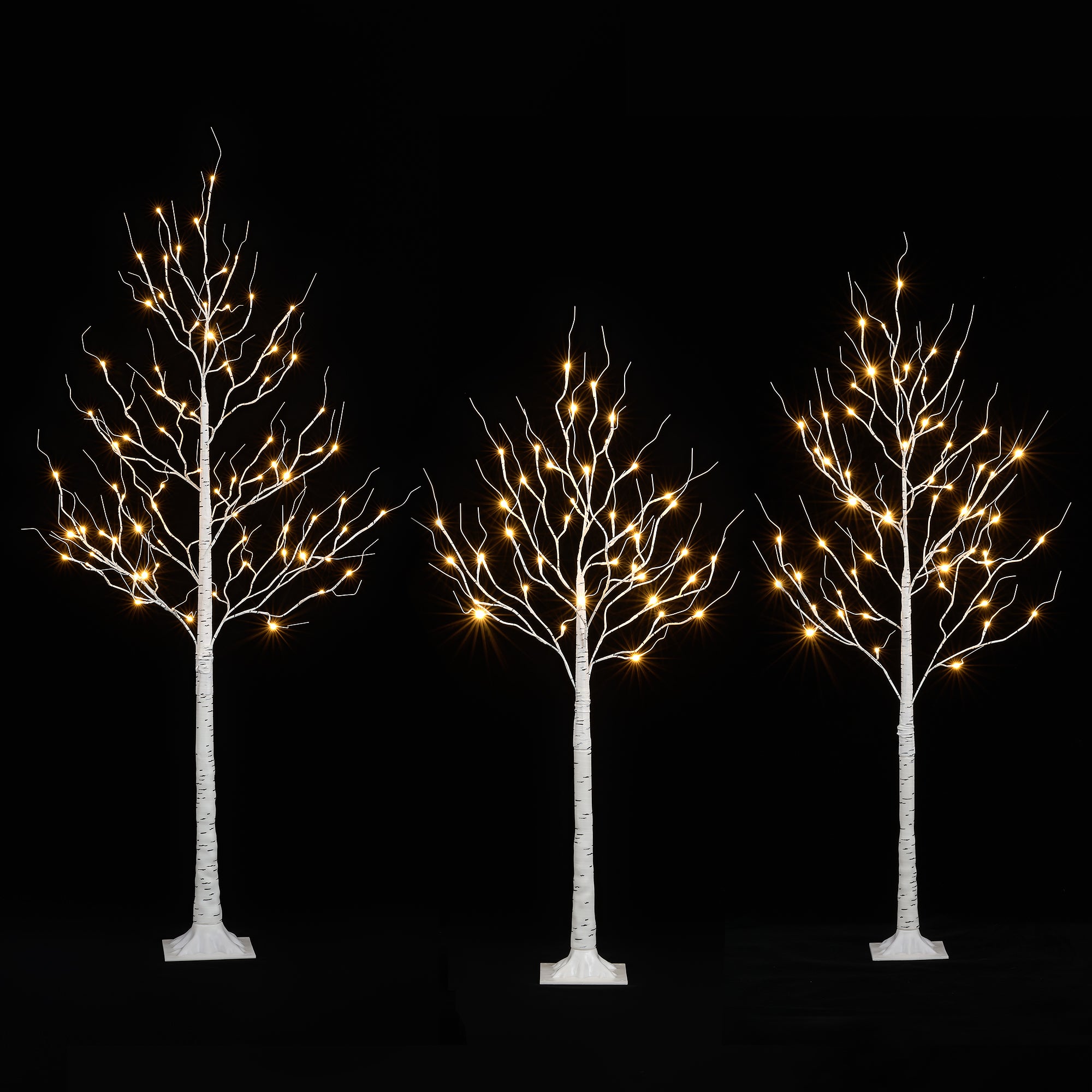 Holimax Set of 3 LED Lighted Birch Tree, 4FT, 5FT, 6FT