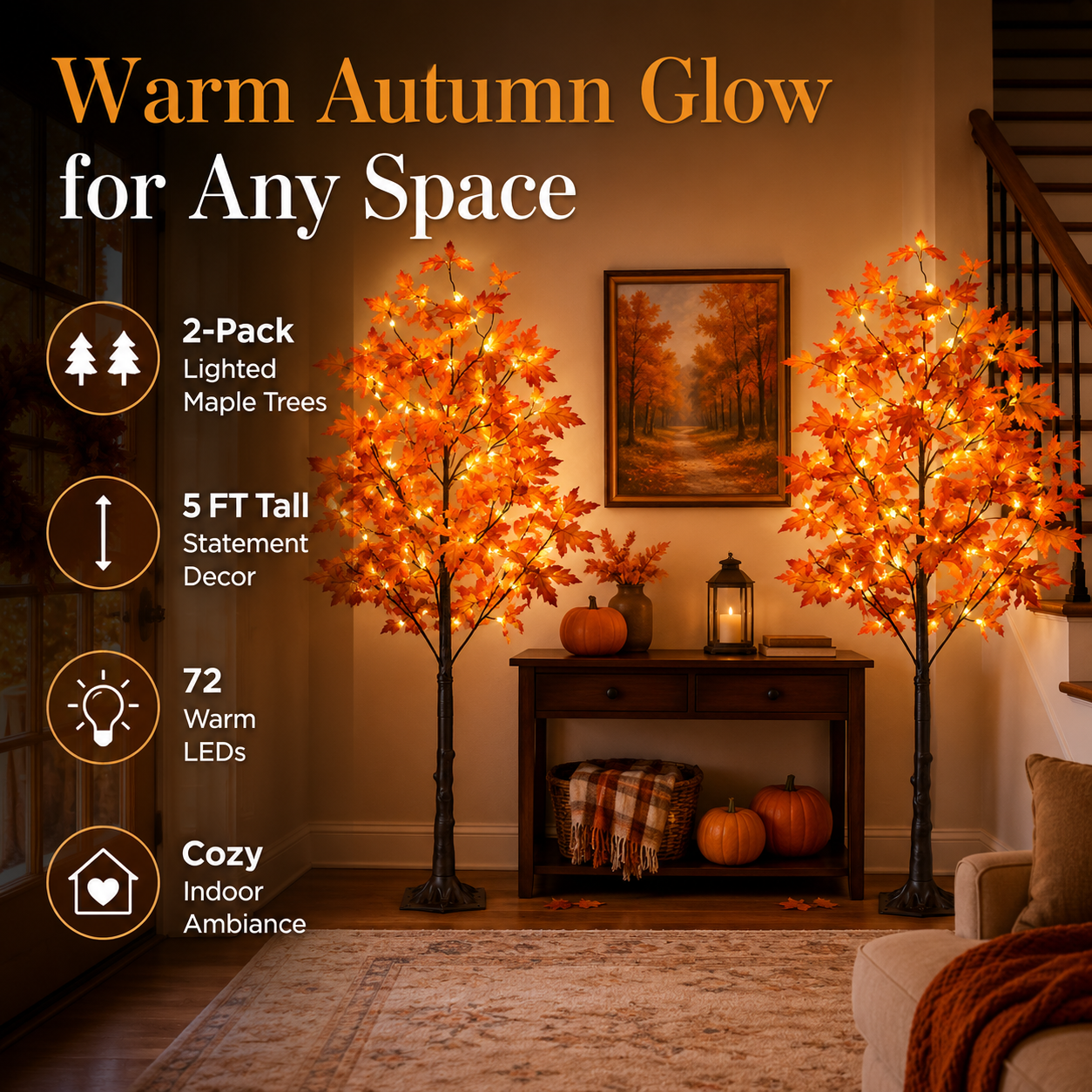 Holimax 5-Foot Maple Trees with LED Lights, 2-Pack
