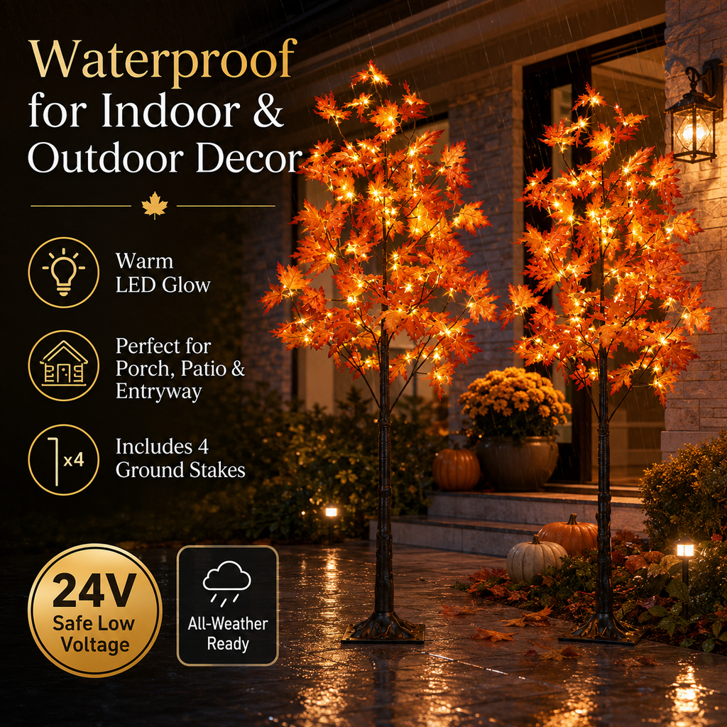 Holimax 5-Foot Maple Trees with LED Lights, 2-Pack